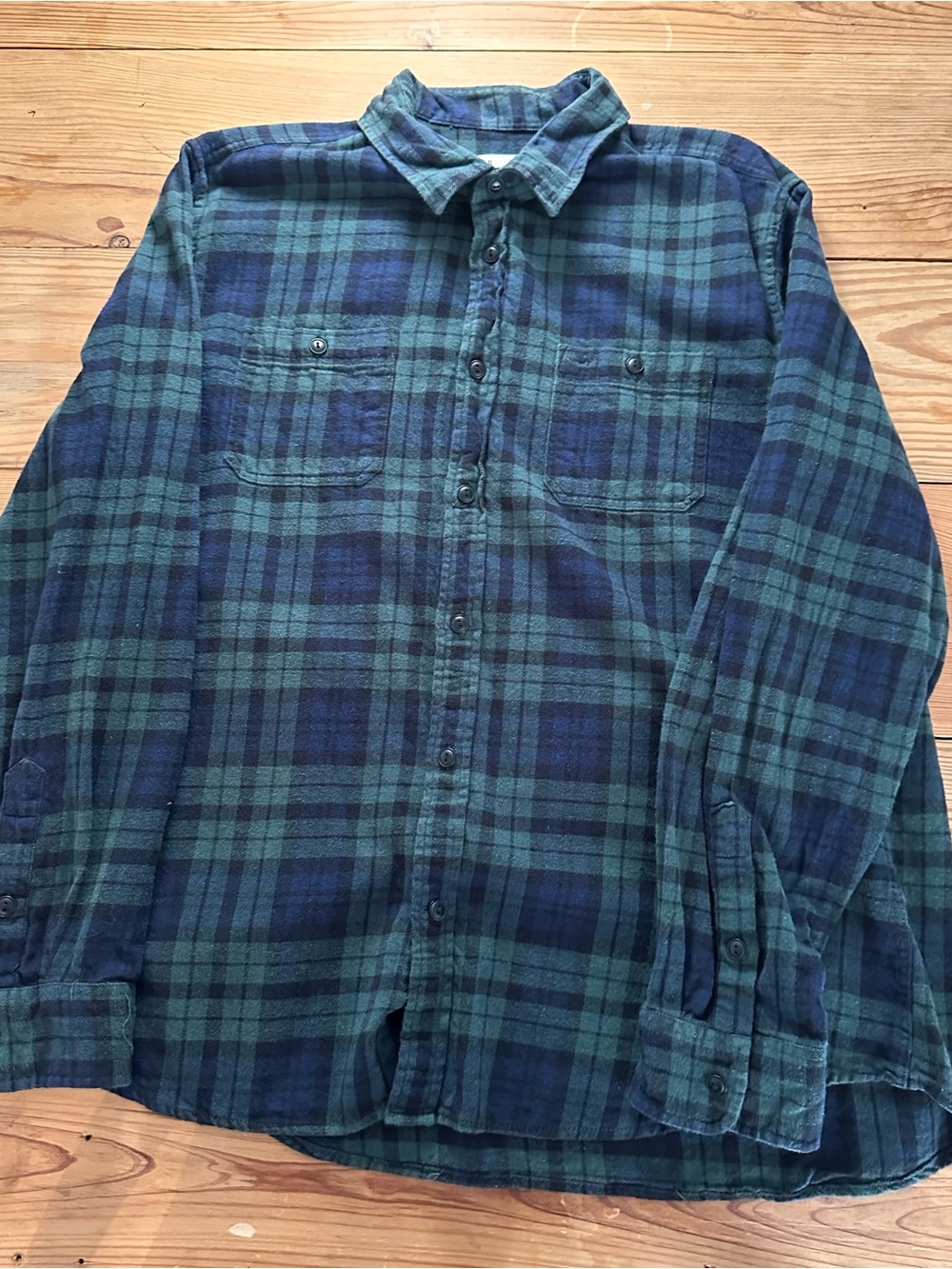 GAP Green and Navy Plaid Button-Down Shirt